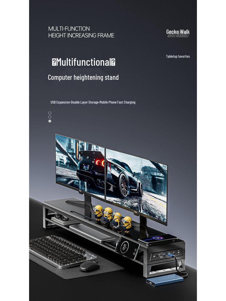 Многофункциональная подставка-подъемник для USB-монитора и органайзер для рабочего стола