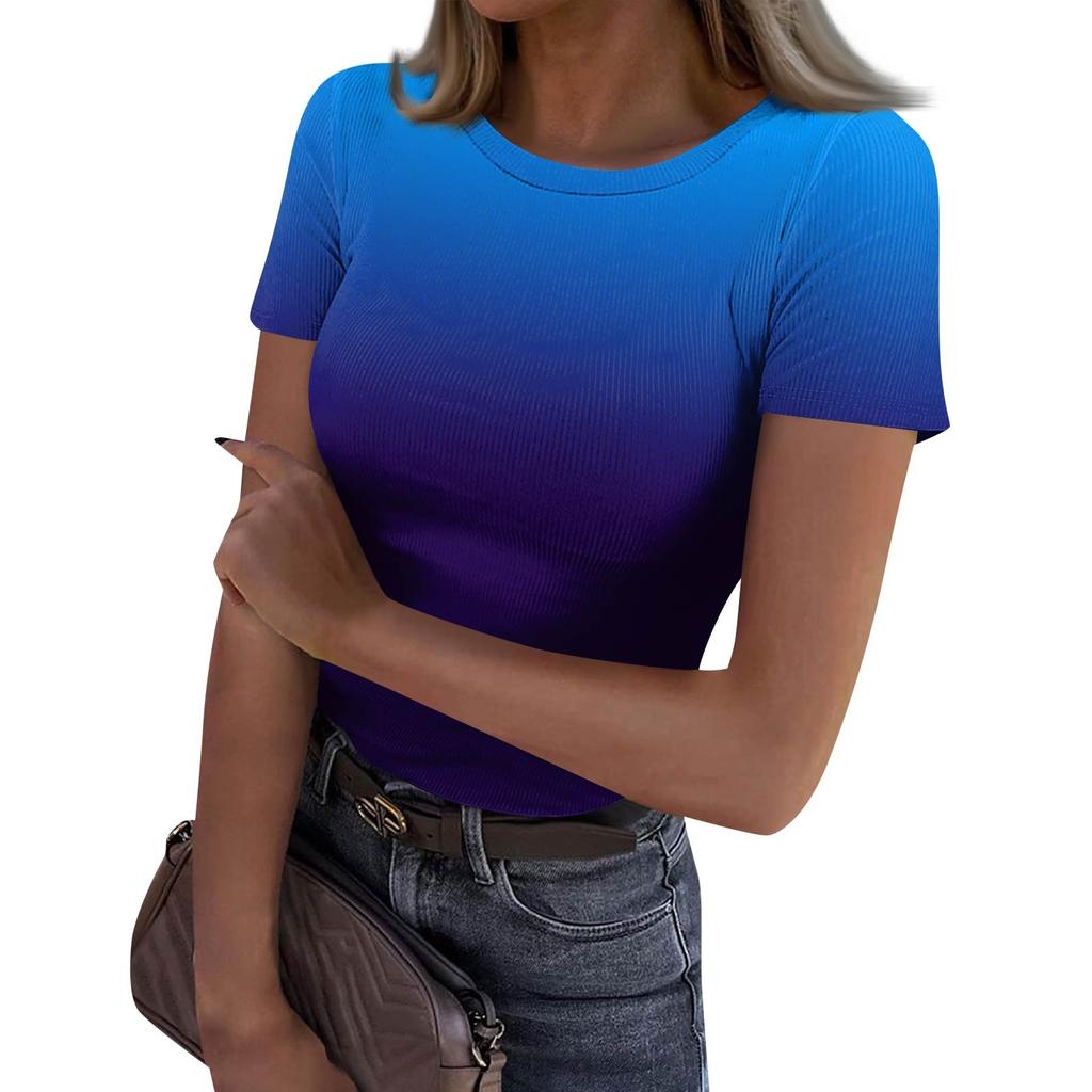Женская узкая футболка, модный повседневный свитер с круглым вырезом и коротким рукавом