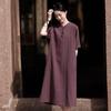 Женские платья-стойки в китайском стиле с коротким рукавом трапециевидной формы, летние винтажные фиолетовые женские платья