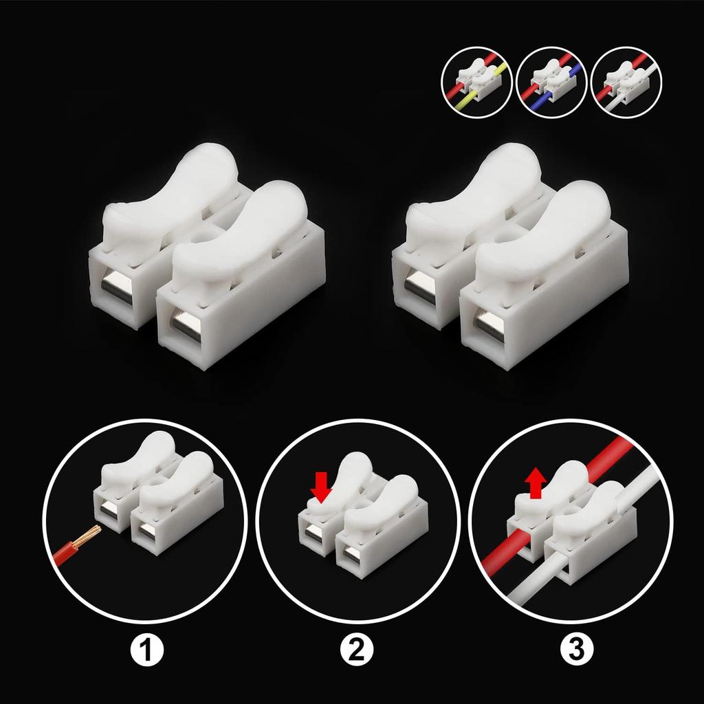 50 шт. 10А 220В CH-2 Быстрый соединитель 2-позиционные пружинные клеммы для проводов Самоблокирующийся CH-2 Нажимной тип Электрическое соединение Быстрое