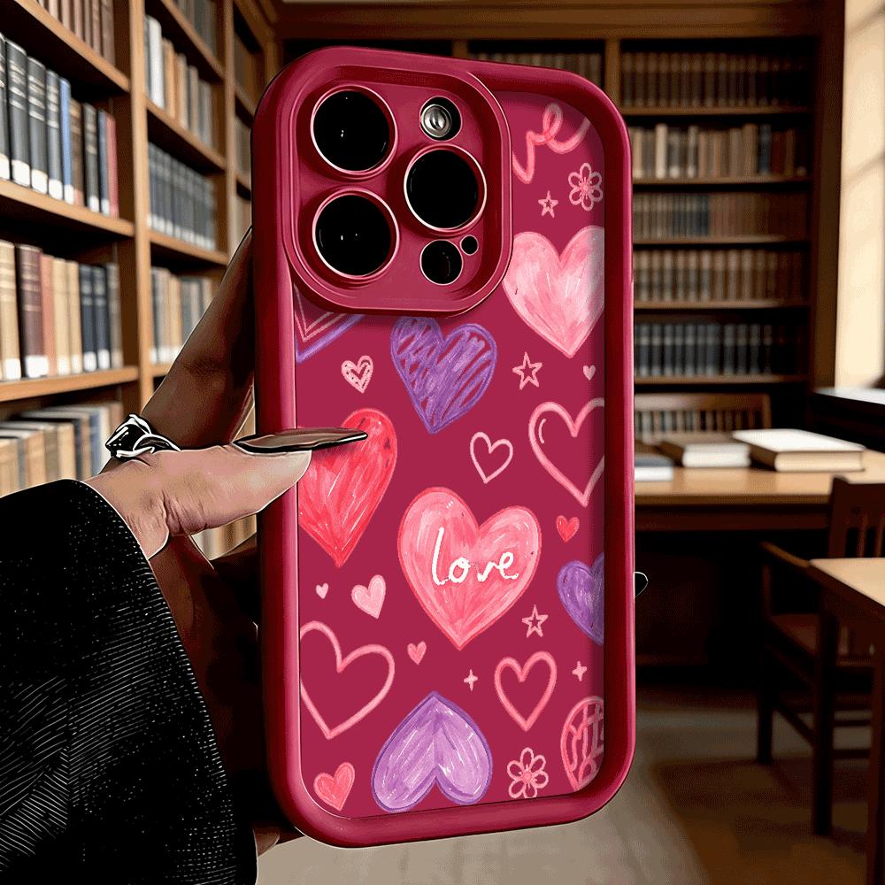 Watercolor Hearts Love Pattern Luxury Anti-Slip Phone Case For Xiaomi Redmi Note 15 14 13 12 11 10 9 Pro Full Protective Cover
