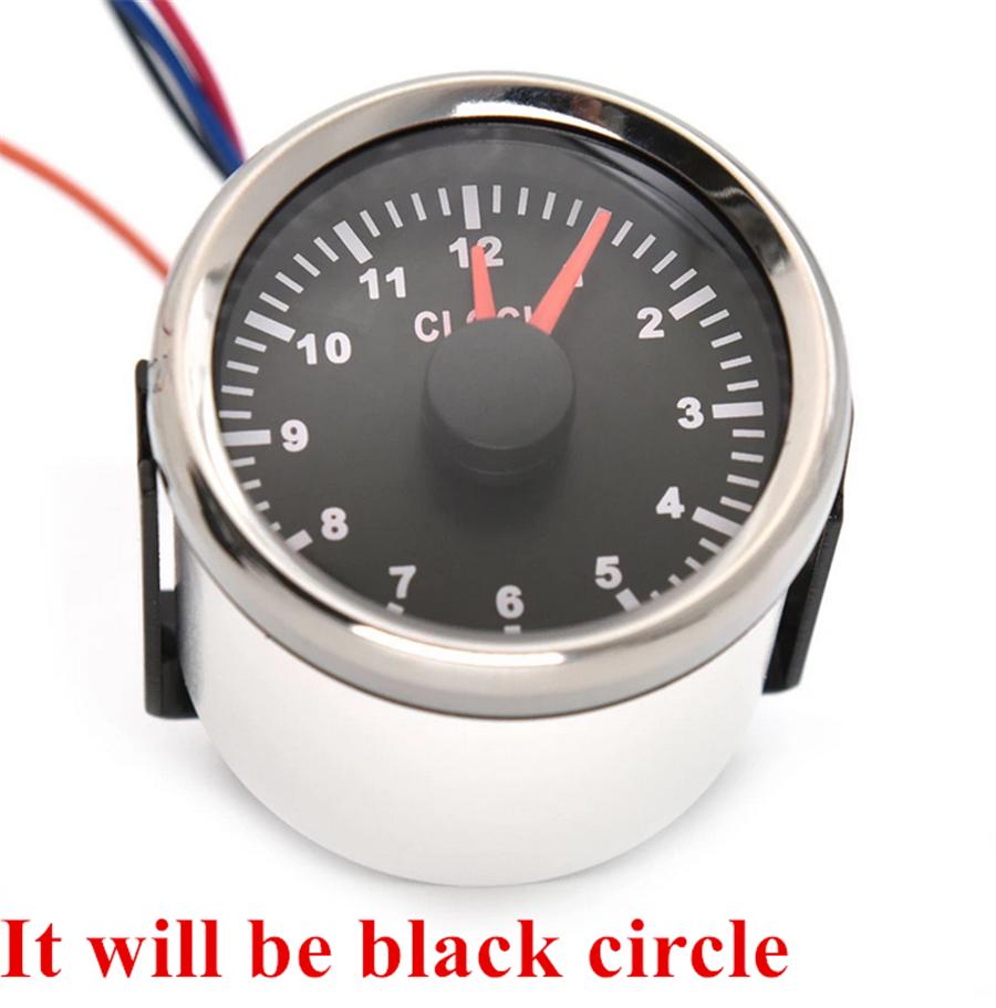 52mm Black Clock Gauges 12 Hours Meter Red Backlight Instrument For Car SUV Boat