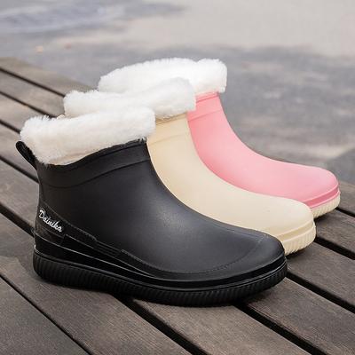 Женские студенческие резиновые туфли для воды, нескользящие дождевые туфли, теплые водные ботинки, взрослая верхняя одежда, рабочие резиновые туфли