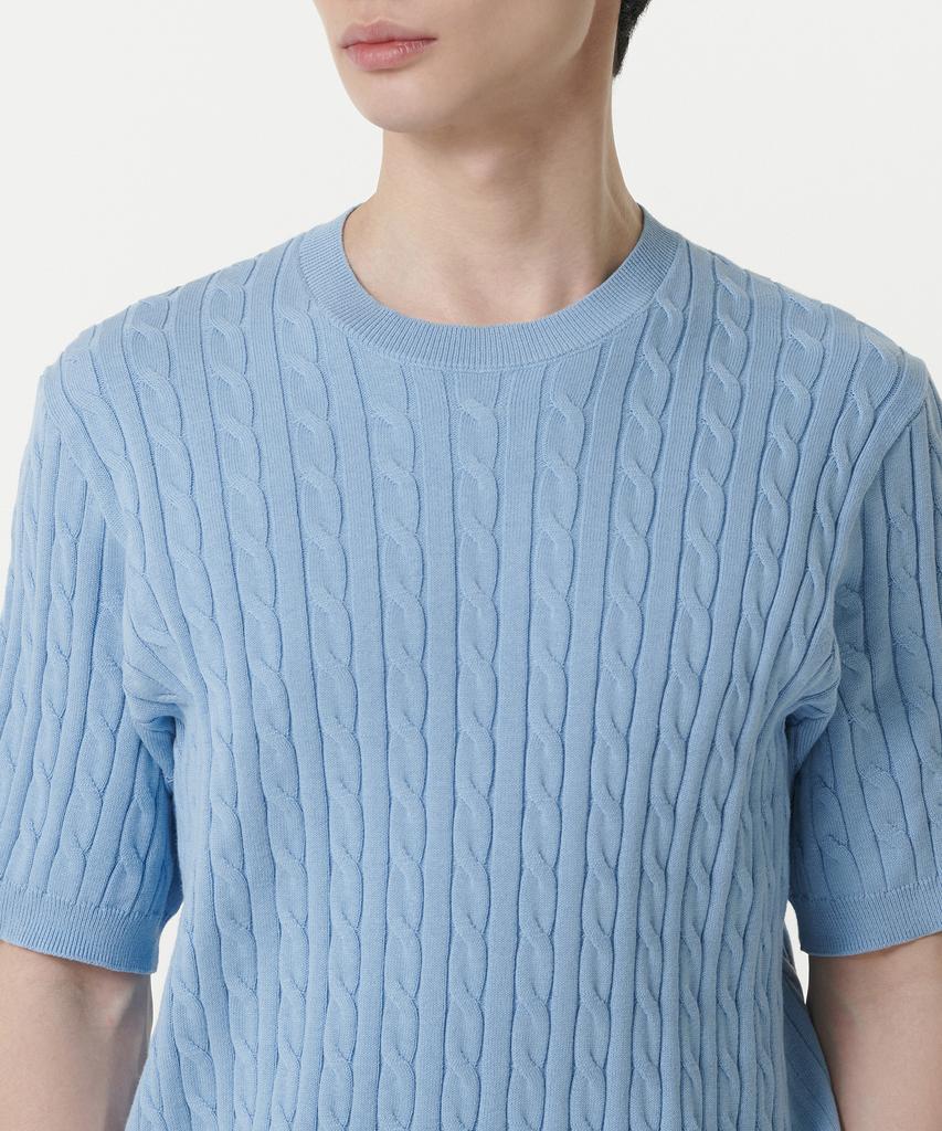 MUSINSA STANDARD Cable Crew Neck Short Sleeve Knit [Sky Blue]