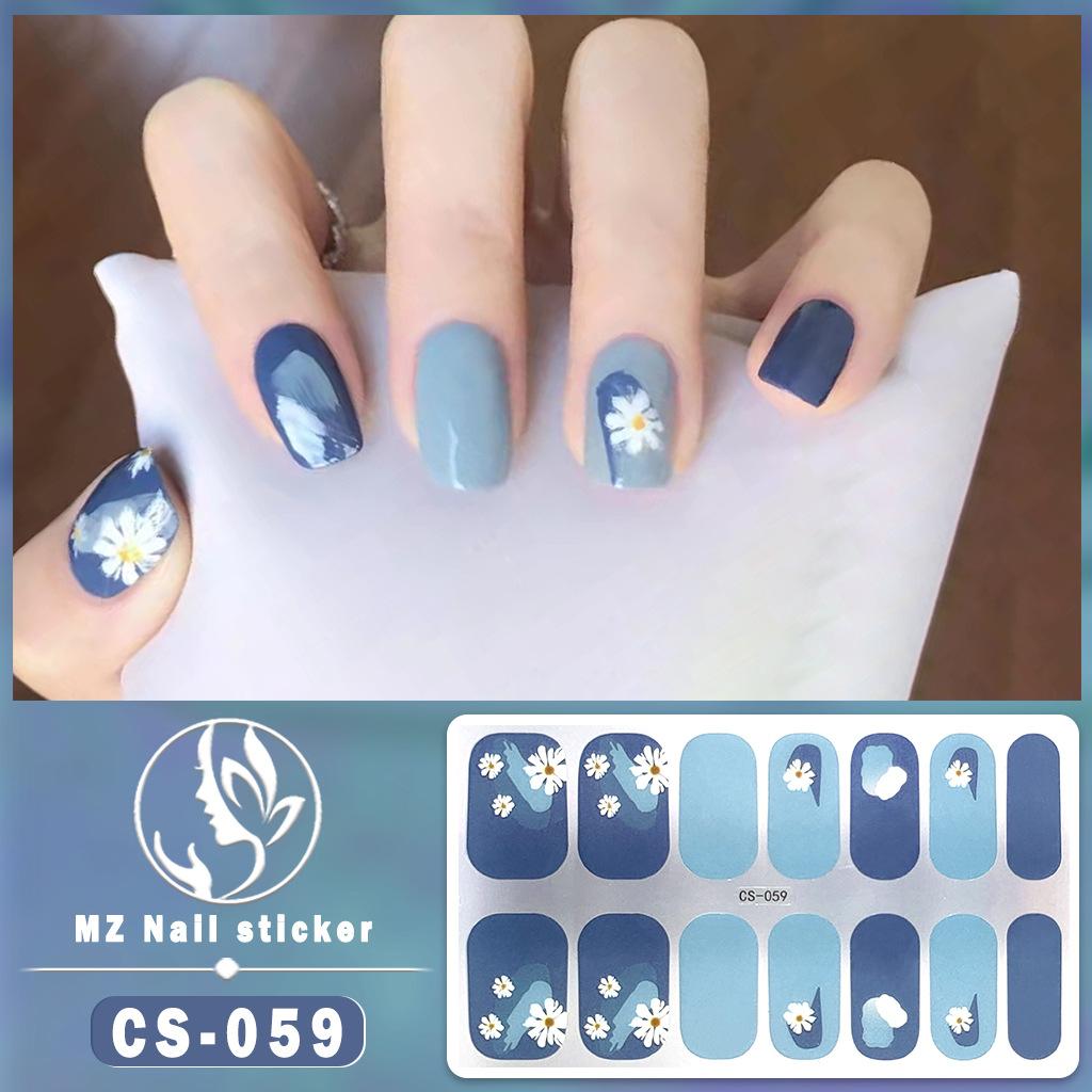 CS Waterproof No-Cure Gel Nail Wraps, Full Cover Spring & Summer Blend & Contrast Color Nail Stickers, Nail Patch Films