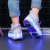 Четырехколесные новые сетчатые светодиодные прогулочные туфли с вращающейся кнопкой детские роликовые коньки обувь для девочек прогулочные туфли для мальчиков