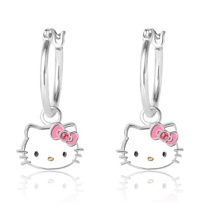 Серьги-кольца Sanrio Friends с эмалью Hello Kitty Kuromi My Melody, официально лицензированные, без украшений и подарков для женщин, латунь,