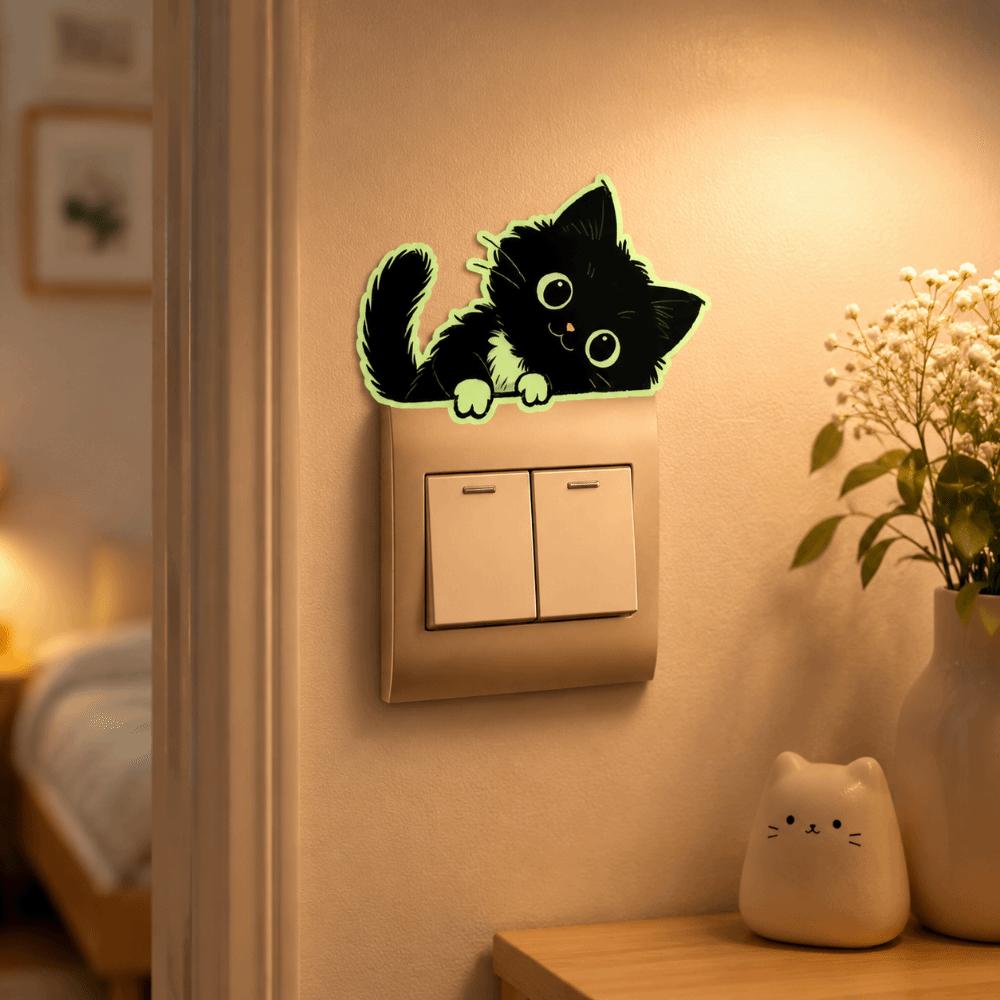 Self-Adhesive Glowing Cat Stickers Home Decor Cat Switch Stickers Kids Room
