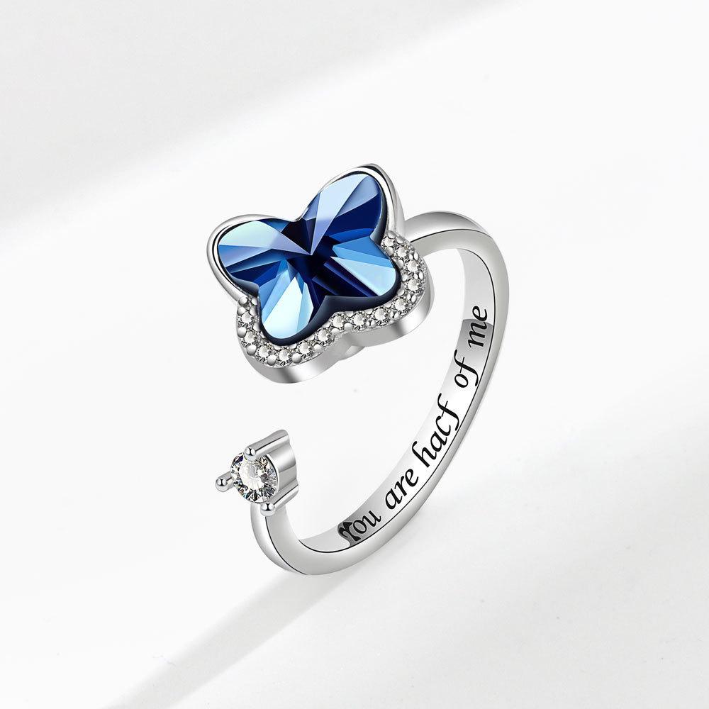 Rotatable Butterfly Open Ring For Women Adjustable Index Finger Ring Unique Personalized Fashion Jewelry Gift