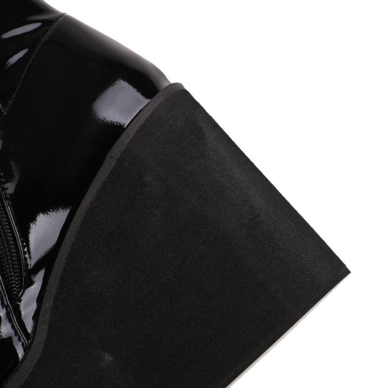 Легкая подошва из пеноматериала, платформа, танкетка, туфли на высоком каблуке для девочек, блестящая лакированная искусственная кожа, красные, белые эластичные ботильоны, готические женские черные сапоги