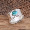 Кольцо из стерлингового серебра 925 пробы с бирюзовым овальным драгоценным камнем, богемное кольцо, ювелирные изделия ручной работы, подарок на помолвку, вращающийся браслет