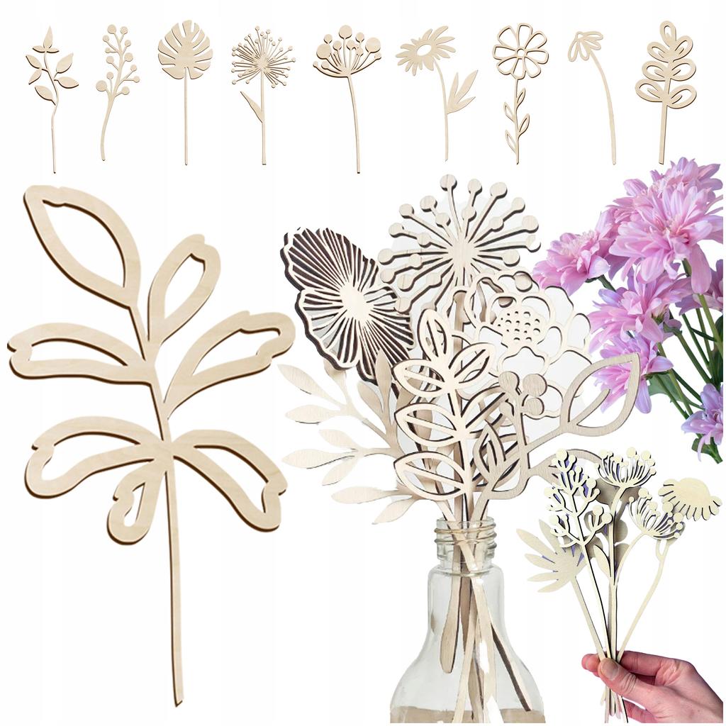 Wooden flower made of plywood. Bouquet decorations. Artificial flower for a vase, 1 piece.