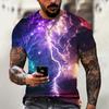 Men's T Shirt 3d Lightning Print Mens Short-Sleeved Tops Summer Street Fashion T-Shirt for Men Casual Tees Oversized Clothing