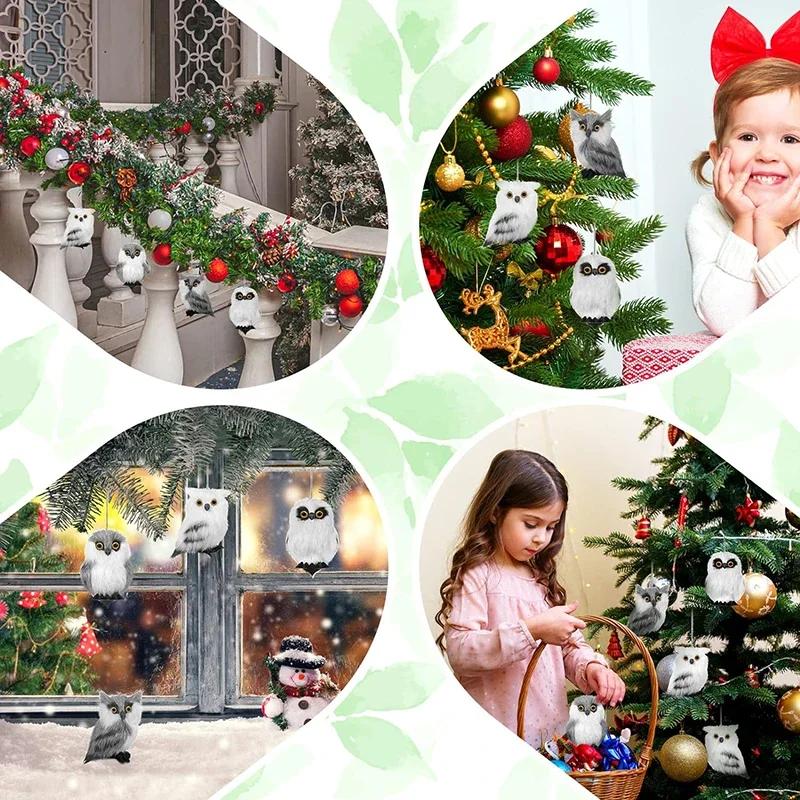 Рождественский ornament сова Искусственные милые стоящие птицы Рождественские ornaments для Белого зимнего домашнего декора Фестивальные party supplies Декор