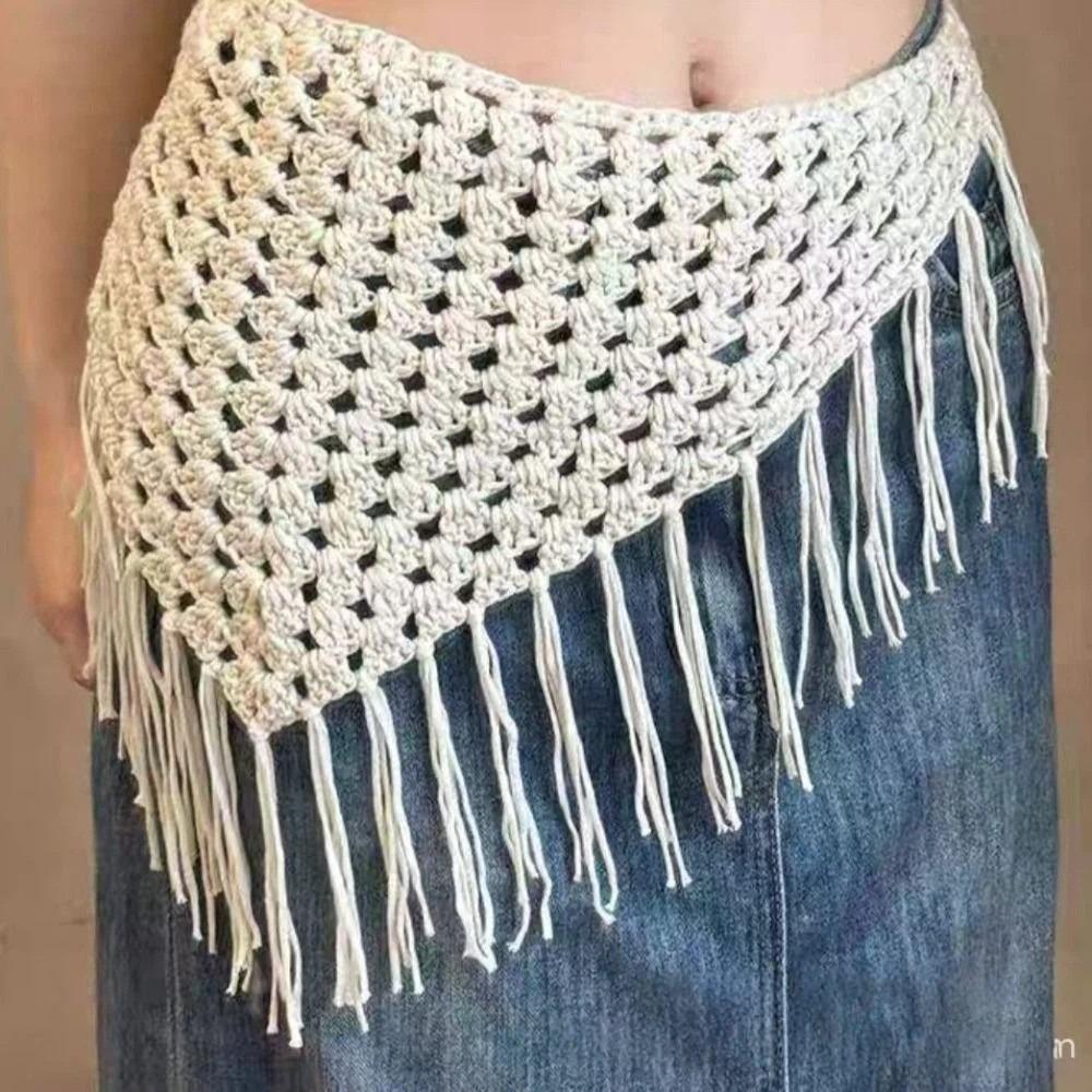 Fringe Trim Triangle Scarf Adjustable Waist Hip Wrap New Fashion Bandana Women Fashion