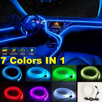 Светодиодная лента для украшения салона автомобиля, атмосферное освещение, RGB-неон, приборная панель, оптоволоконные ленты, лампа с USB-накопителем