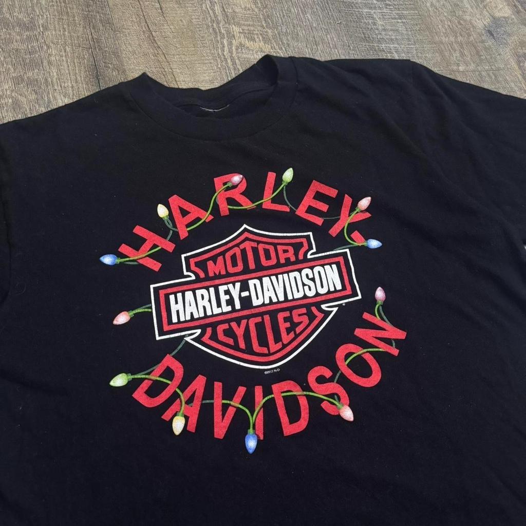 Harley Davidson Christmas Lights T-Shirt Holiday Graphic Tee Unisex S-5XL
