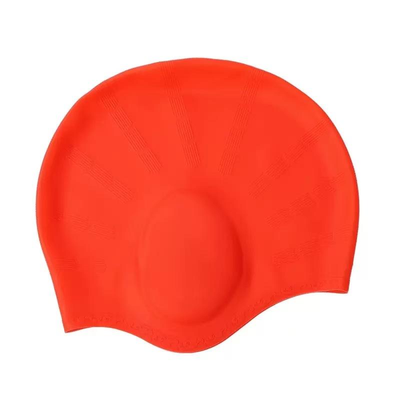 Silicone Swim Cap with Ear Protection, Waterproof Comfortable Swimming Hat for Adults, Long Hair