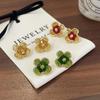 Green Gradient Crystal Flower Earrings Spring and Summer New Women's Fresh and Versatile Earrings