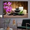 Wall Art Water Spa Stones Zen Canvas Painting Candles Orchid Flower Poster Wall Pictures for Bathroom Decor Home Decor Cuadros