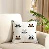 Cartoon French Bulldog Pattern Cushion Cover Reversible Plush Pillow Cover Soft Fluffy  Home Decor for Sofa Bedroom