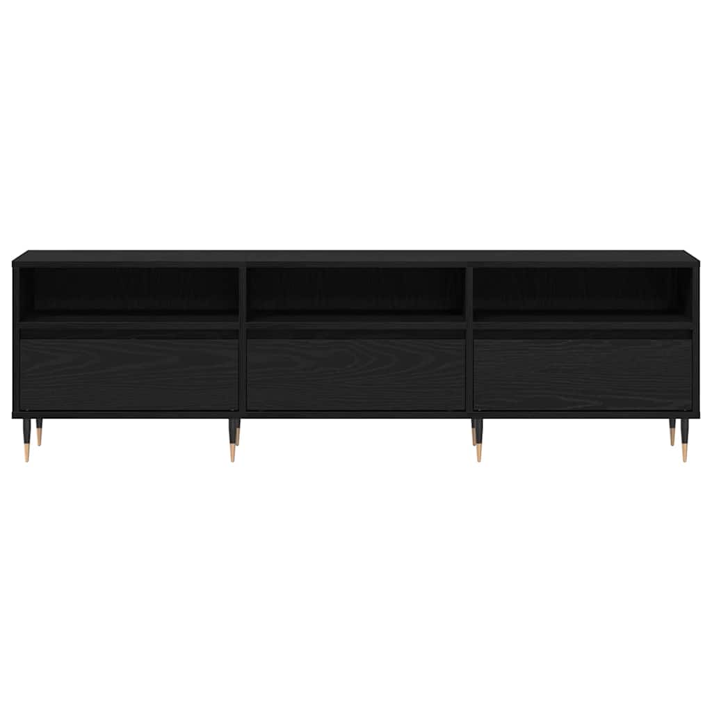 TV Cabinet 150 x 30 x 45 cm Black Oak Effect Engineered Wood