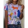 Women's T-shirt Cute Animal Cartoon Dog 3D Printed Cartoon Dog Casual Fashion Short Sleeve Animal Retro O-neck T-shirt