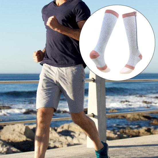 1 пара компрессионных чулок с застежкой-молнией, однотонные мужские и женские компрессионные носки 15-20 мм рт. ст., компрессионные чулки с градиентным давлением