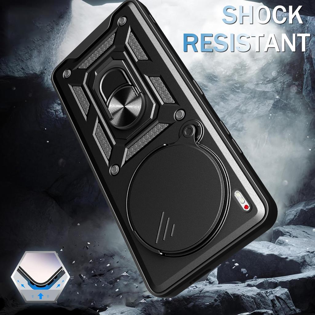 For TECNO Camon 40 Premier 5G Case with Slide Camera Lid PC+TPU Kickstand Phone Cover