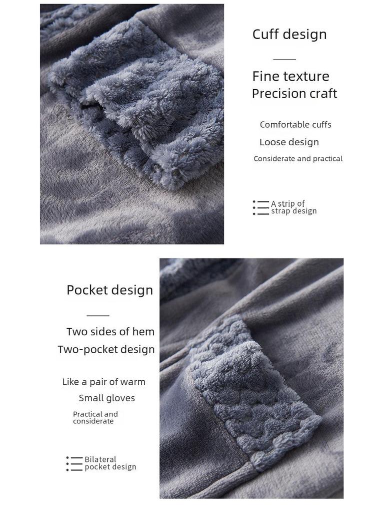 European & American Style Thick Flannel Bathrobe Pajamas for Autumn & Winter