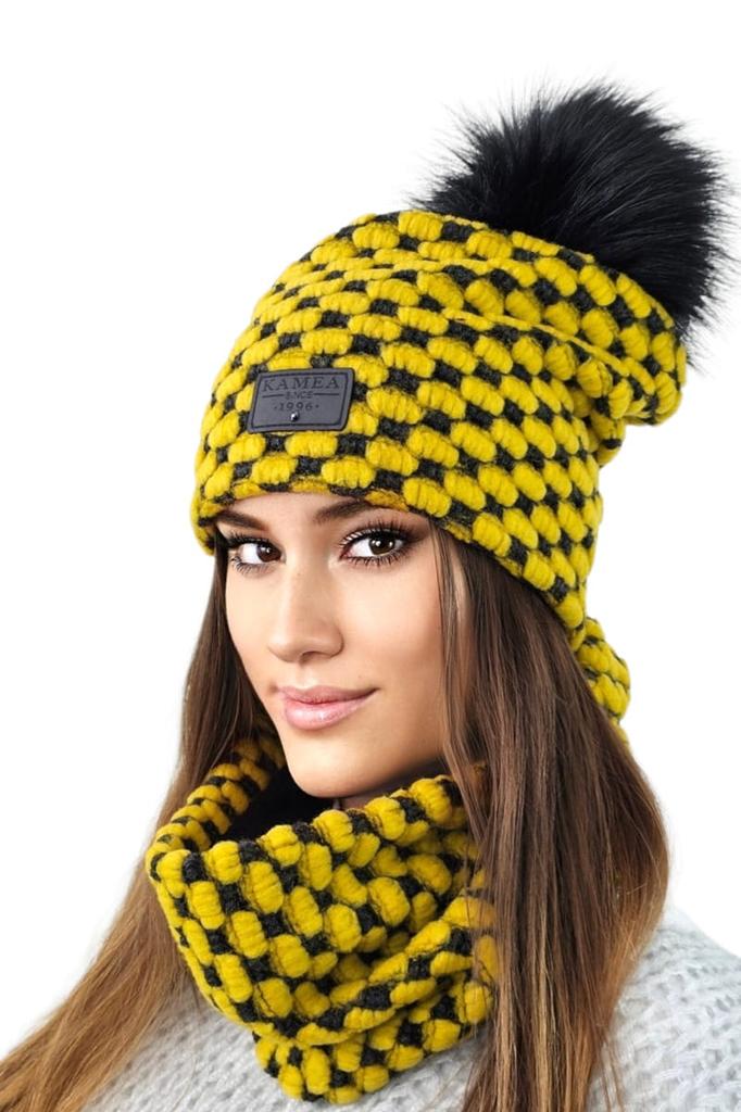 Imelda Winter Fleece Set with Hat and Neck Warmer, Honey Color
