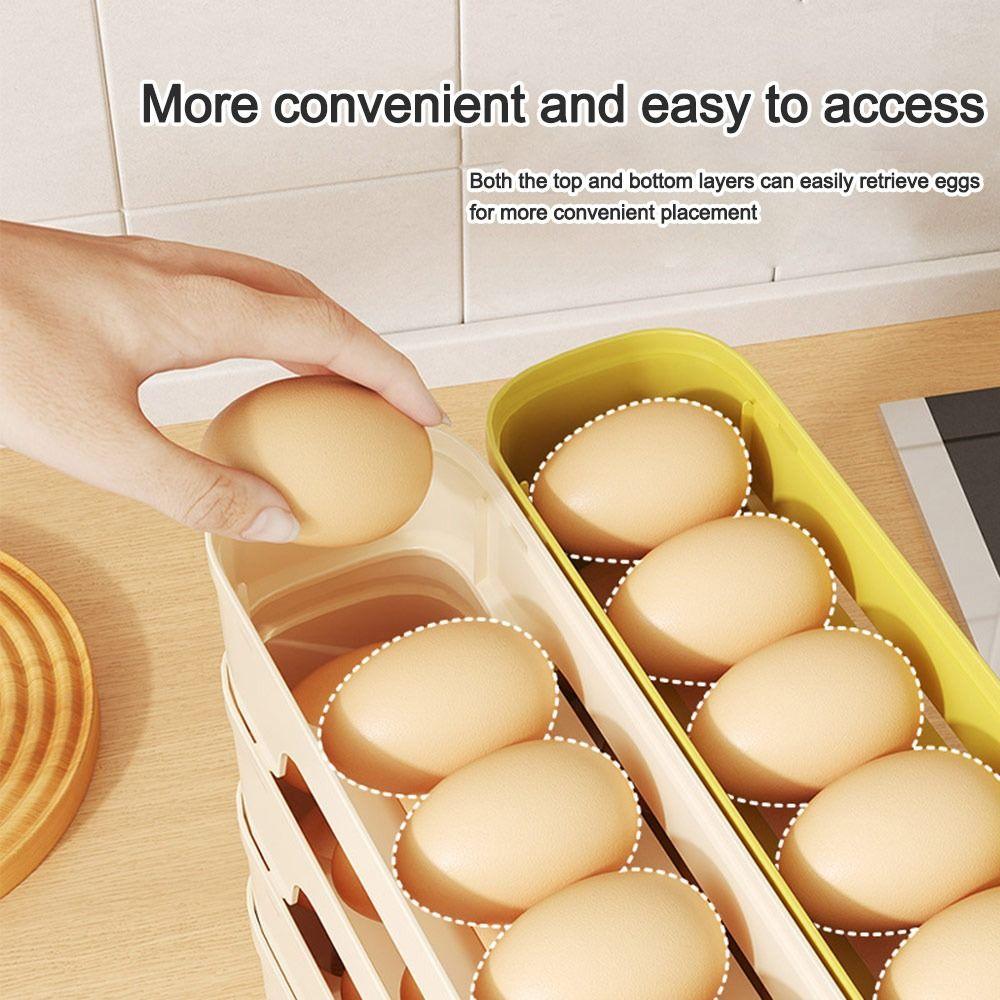 Large Capacity Automatic Egg Roller Slide Organizer Refrigerator Egg Storage Box  Kitchen