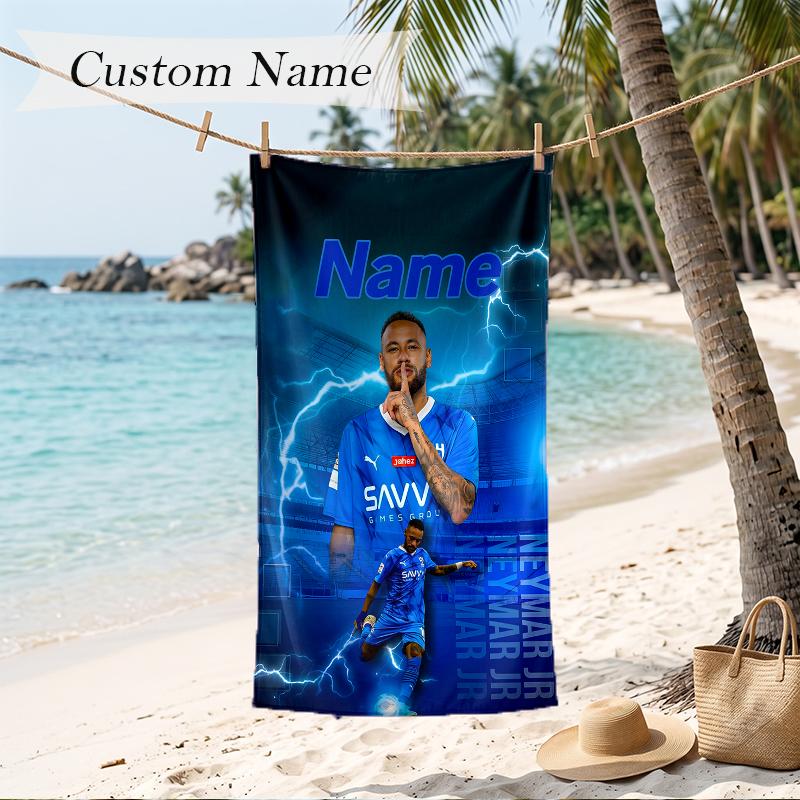 Neymar Custom Name Printed Beach Towel Personalized Soft Towel For Swimming Beach Travel