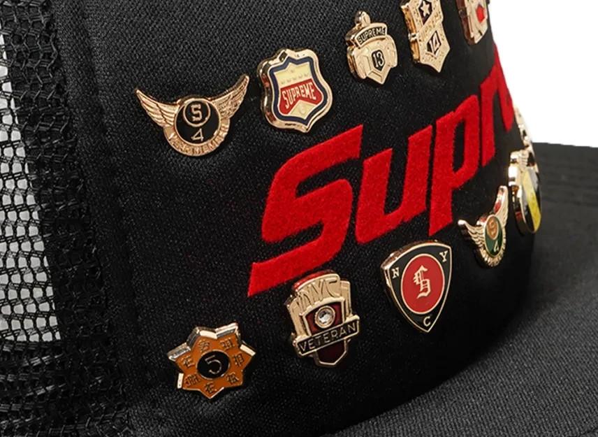 Supreme Кепки Сетчатая спинка 5-панельные "Черные"