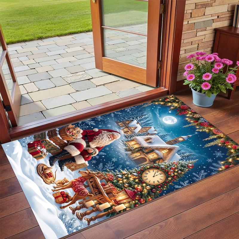 Christmas Printed Square Area Rug Soft Non Slip Floor Carpet For Bedroom Holiday Gift