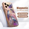 Чехол-картина «Цветы зимородка» Для iPhone 17 Pro Max Магнитный Для Magsafe Чехол с ощущением кожи Для iPhone 16 15 14 13 Pro Max