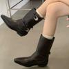 Женские остроносые ботинки челси на плоской подошве до середины голени, зимняя дизайнерская обувь 2024 года, сексуальная модная тенденция, женские туфли