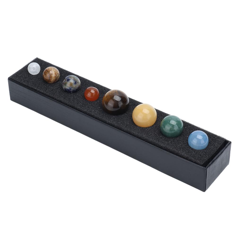 8 Planets Crystal Ornament Home Desktop Sphere Galactic Planets Decoration for Healing Meditation