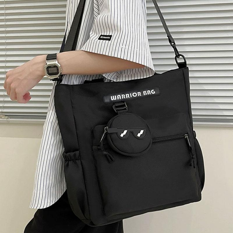 Warrior Crossbody Bag Large Capacity Shoulder Fashion Commuter Tote Bag College Handheld Book Bag Casual Nylon Unisex bags Black H25B03V5647601