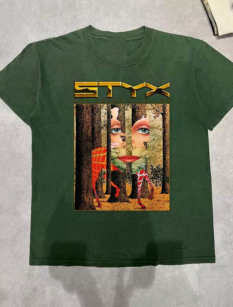 Styx Band The Grand Illusion Tour 2025 T Shirt Full Size S-5XL Unisex T-Shirt