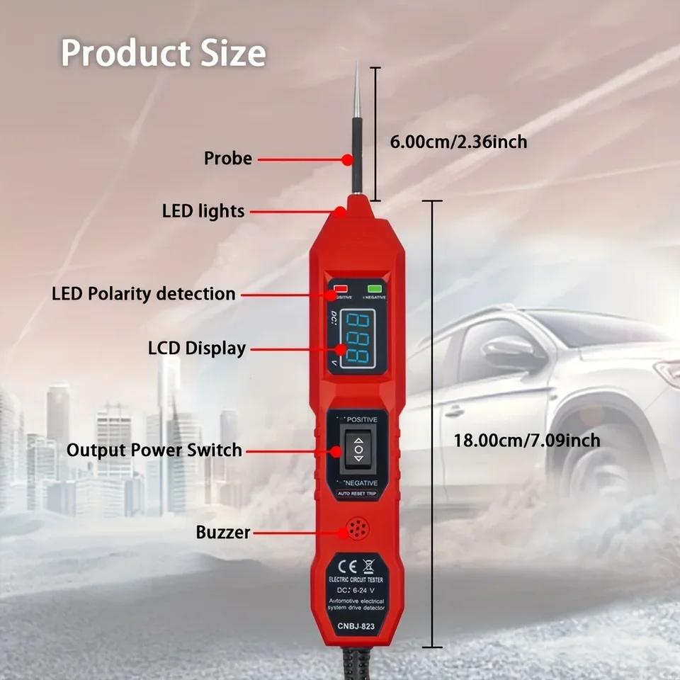 Smart Car Circuit Tester 823 with Led Voltage Display - USB Powered, Compatible with 3.5-36V Dc Vehicles