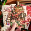 4sheets Christmas Series Rectangular Greeting Cards With Writing Paper For Party Christmas Gift Message Paper Greeting Cards