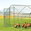 Large Outdoor Chicken Coop Made of Galvanized Steel 5.1x3x1.9 m 15.3 m² with Oxford Fabric Cover and Lock Silver