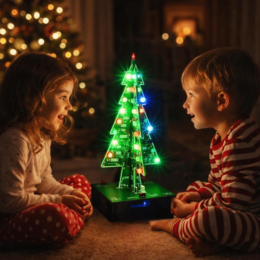 Red Green Yellow LED 3D LED Christmas Tree Kit Christmas Tree Flashing LED PCB DIY Projects