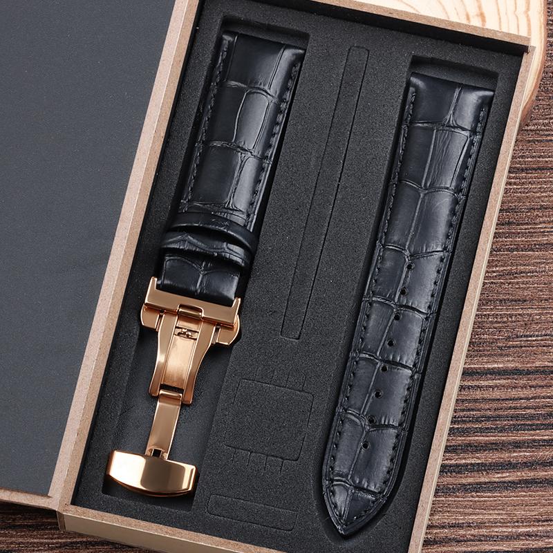 Ремешки для часов из натуральной коровьей кожи с коробкой WatchBand 4 мм 16 мм 18 мм 20 мм 21 мм 22 мм 24 мм Наручный ремешок Ремень Застежка-бабочка Браслет для часов