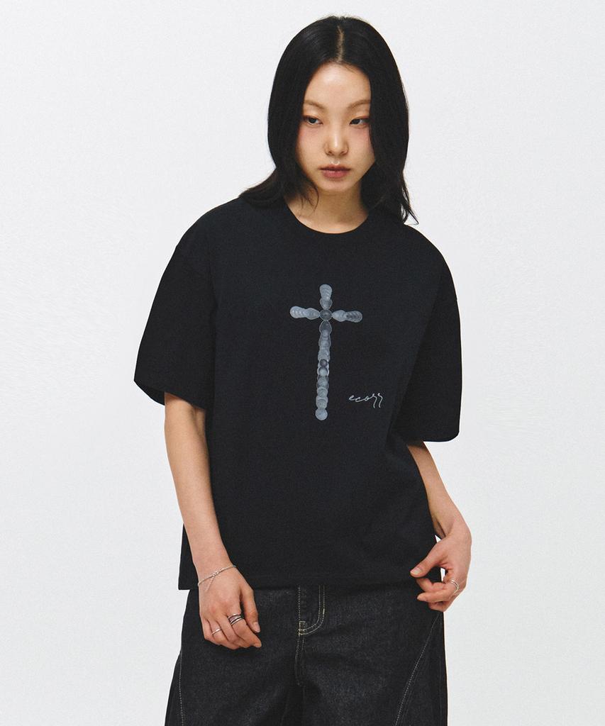 ECORR Spear Cross Artwork Crop Short Sleeve T-Shirt_Black