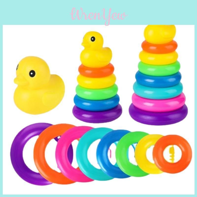 Cute Shape Jenga Tower Duck Tub Play Toys Baby Development