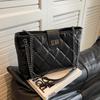 High-end Soft Surface Diamond Check Chain Bag Large Capacity Tote Bag 2025 New Trendy Fashion and Versatile One-shoulder Underarm Bag