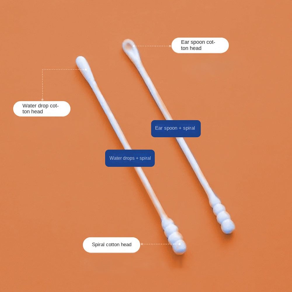 200 pcs Dual Tips Sterile Cotton Buds Degreasing Cotton Ear Wax Spoon Young Children