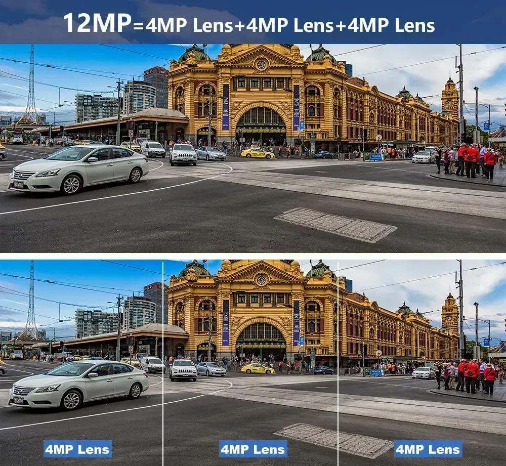 Wifi PTZ камера видеонаблюдения 4K 12MP наружная три объектива 50-кратный зум беспроводная CCTV камера безопасности цветная камера ночного видения ICSEE IP Cam